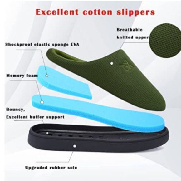 landeer Women's and Men's Memory Foam Slippers Casual House Shoes - Picture 2 of 3